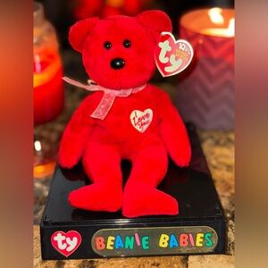 ❤️ TY Beanie Babies SECRET Red Valentine Bear Plush w/ Tag 2003